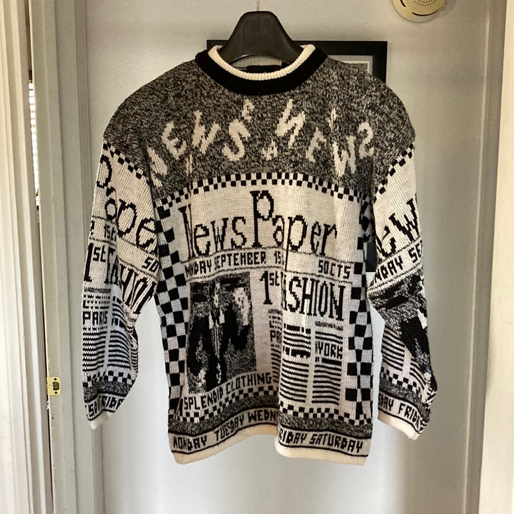 Vintage 80s Pasta brand “newspaper” sweater